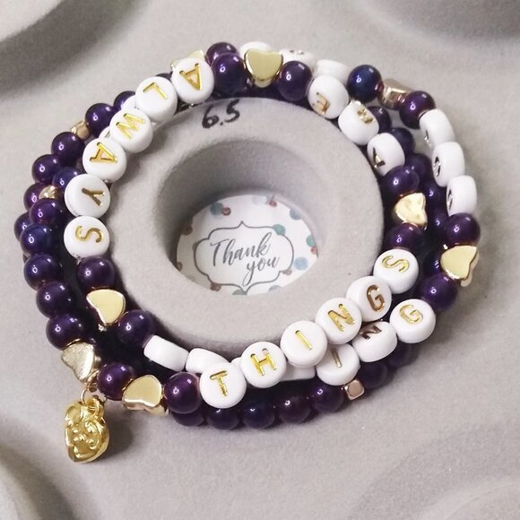 THINGS ARE ALWAYS WORKING OUT FOR ME! Law of Attraction - Purple Wrap Bracelet - Picture 4 of 7